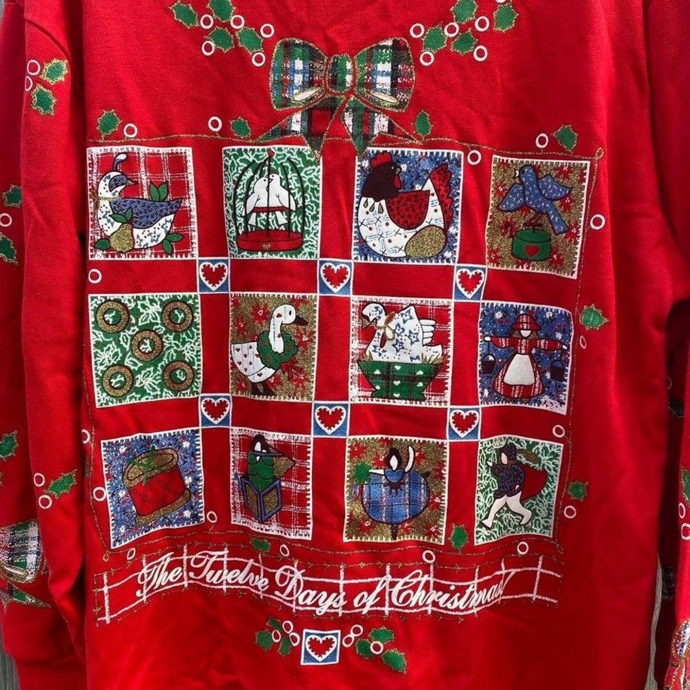 Christmas On Mainstreet Red Twelve Days of Christmas Sweatshirt M Made in USA - Picture 4 of 7